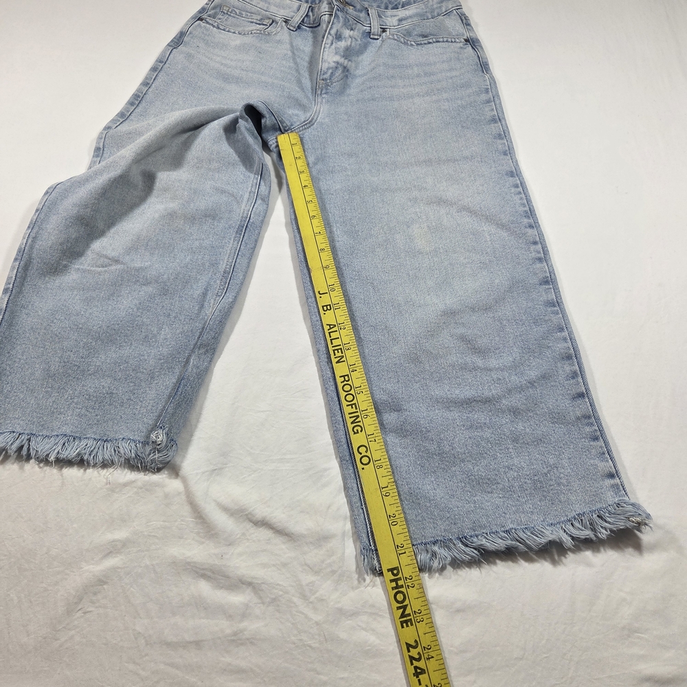 Talbots Crop Jean Wide Leg Light Blue High-Rise Jeans Frayed Hem 8P Cotton - Picture 7 of 10